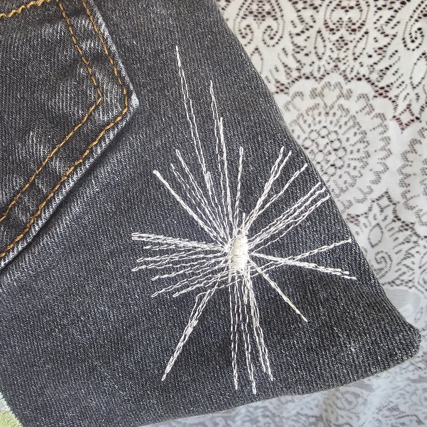 Denim Heart Appliqué Bag — Upcycled Denim Wristlet Belt Bag