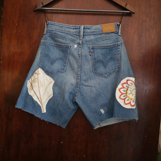 Tactile Floral Jorts — Handmade Sensory Upcycled Denim