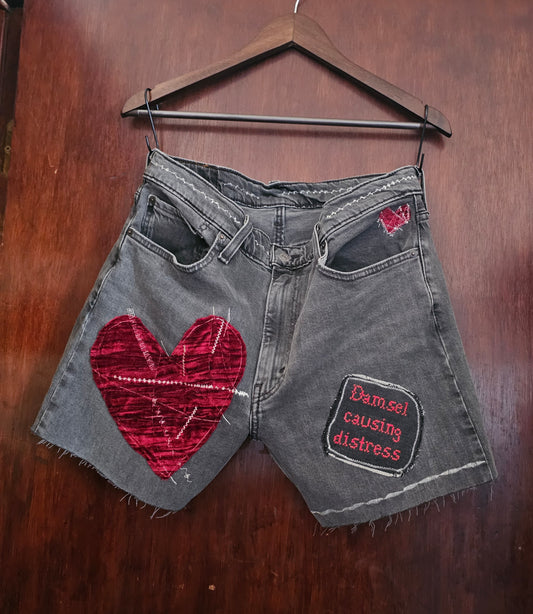 Damsel Causing Distress Jorts — Handmade Upcycled Denim