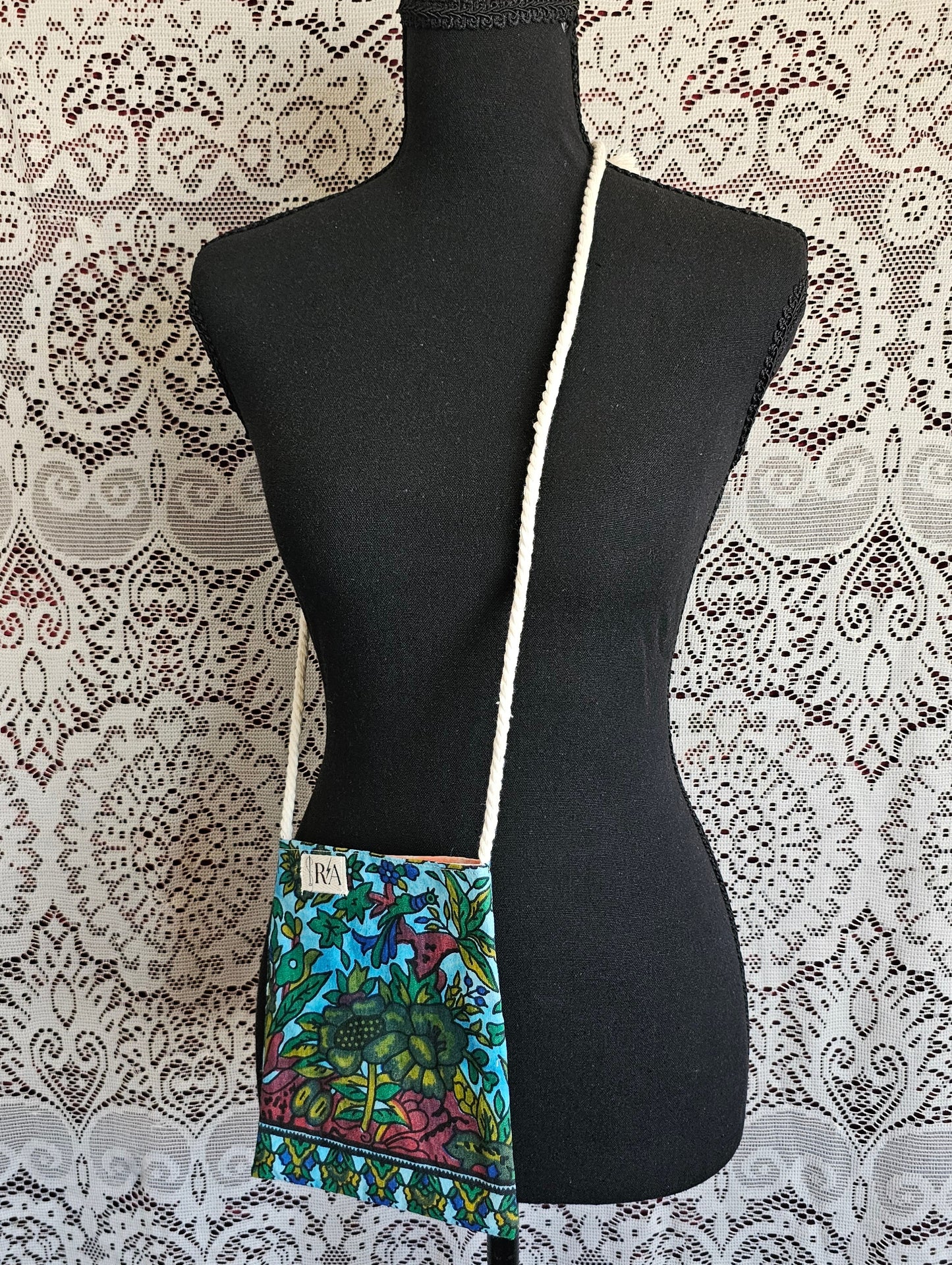 Mini Floral Crossbody Bag — Upcycled Curtain Panel Bag