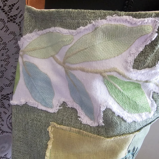 Ferntastic Oversized Tote — Handmade Embroidered Fern Tote Bag