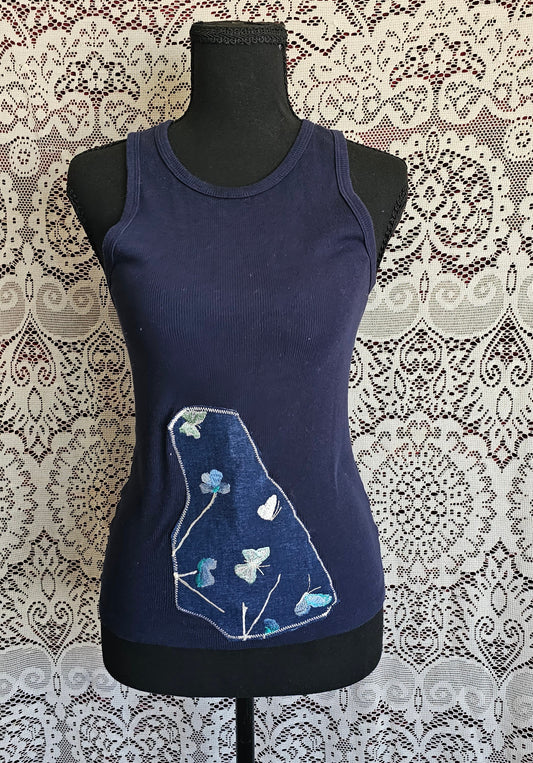 Butterfly Tank — Upcycled Embroidered Lace Tank Top