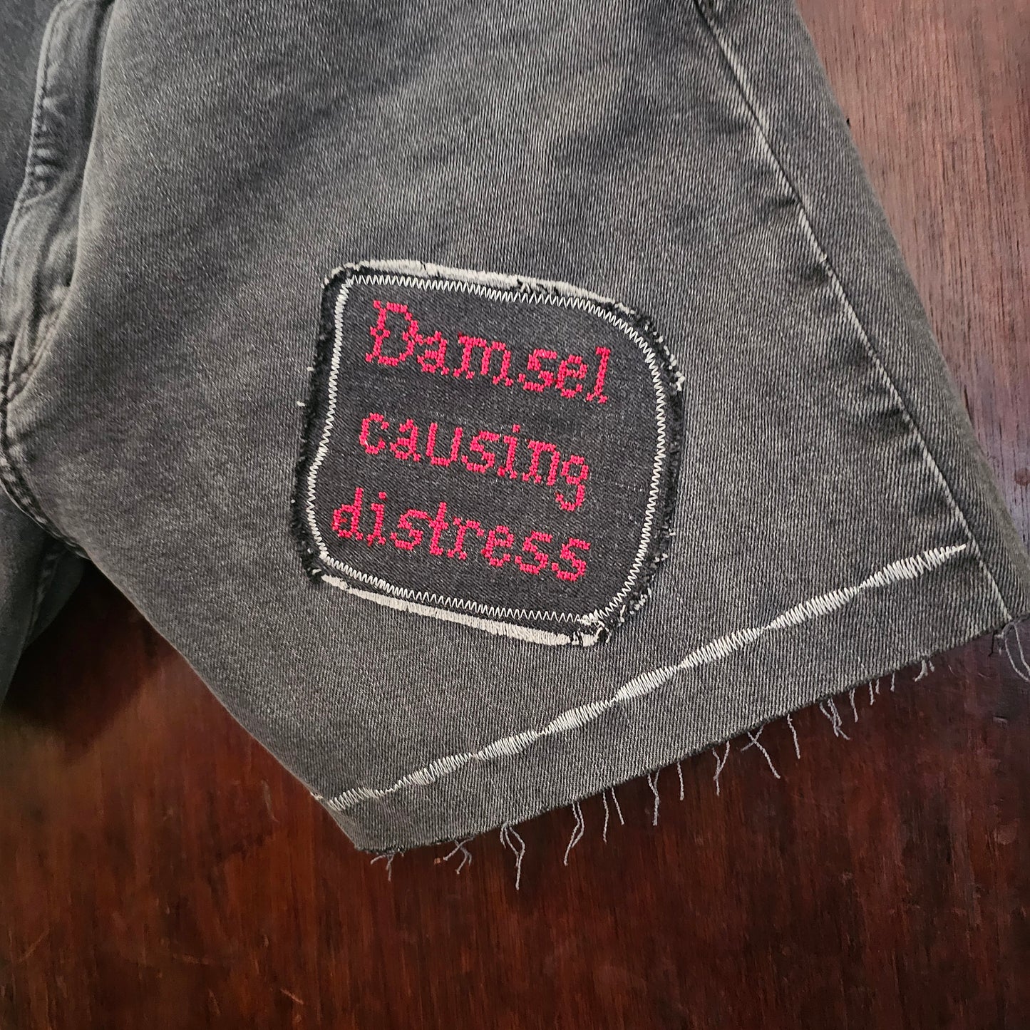 Damsel Causing Distress Jorts — Handmade Upcycled Denim