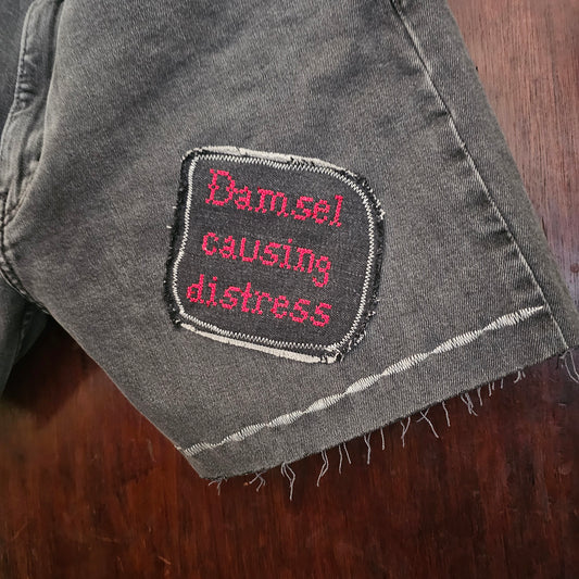 Damsel Causing Distress Jorts — Handmade Upcycled Denim