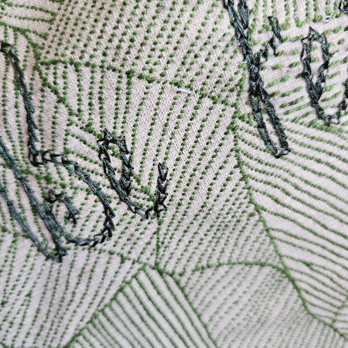 Ferntastic Oversized Tote — Handmade Embroidered Fern Tote Bag