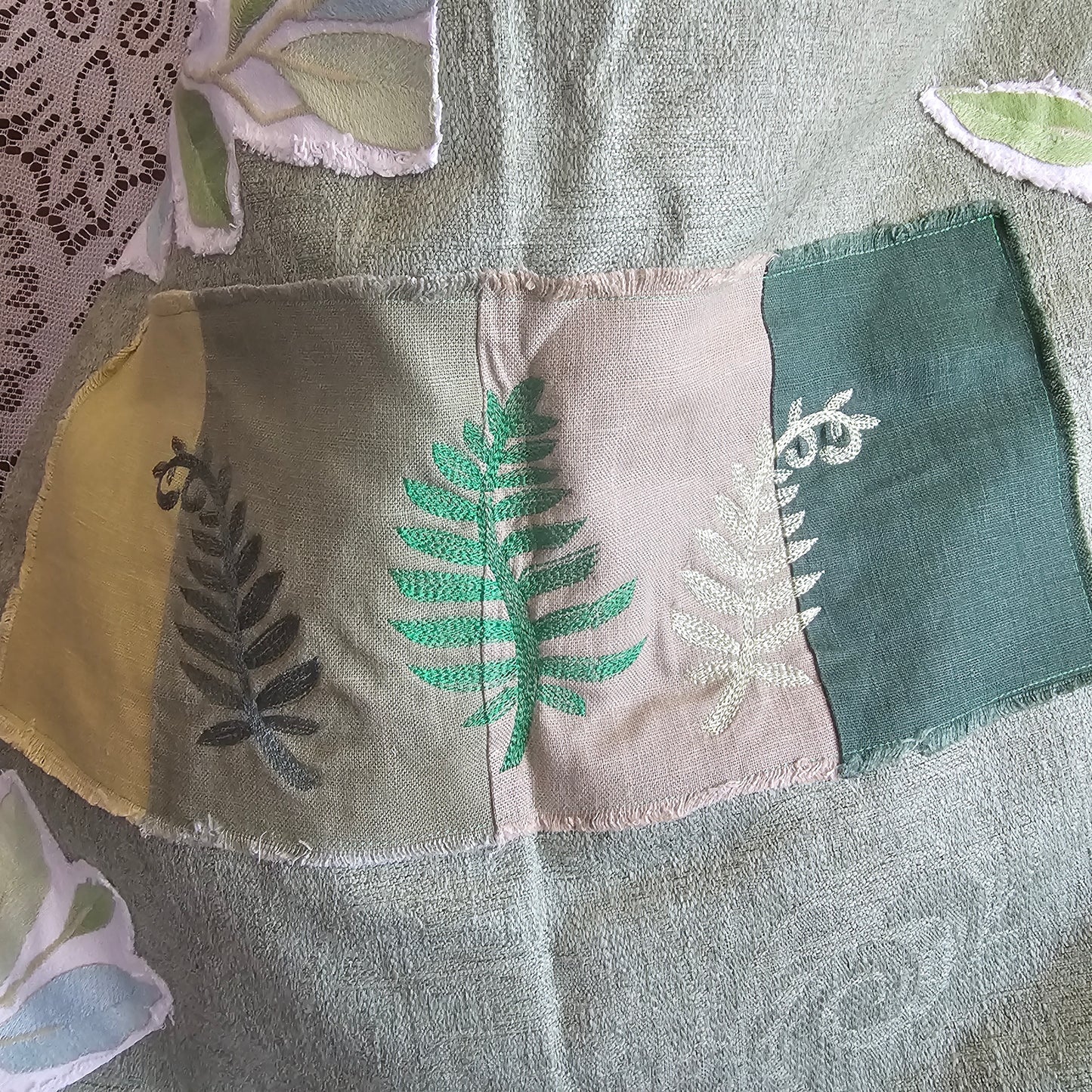 Ferntastic Oversized Tote — Handmade Embroidered Fern Tote Bag
