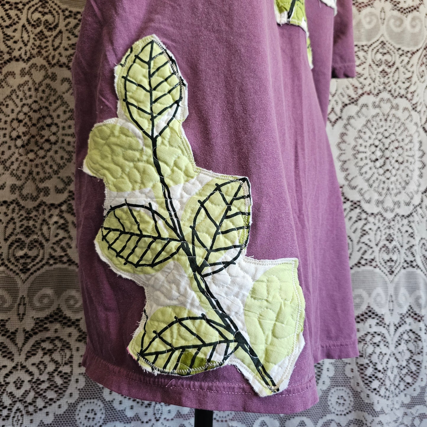 Floral Quilted Tee — Upcycled Comfort Colors Berry