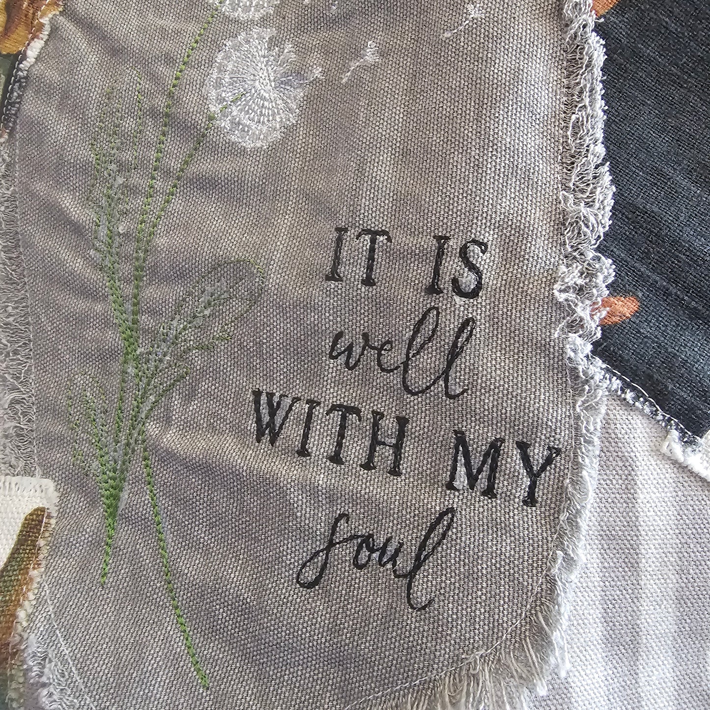 It Is Well Tote — Handmade Embroidered Dandelion Tote Bag