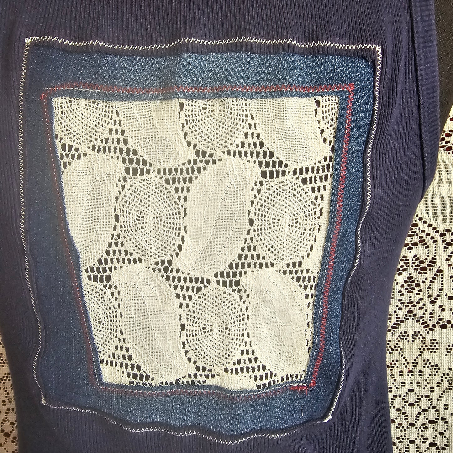 Butterfly Tank — Upcycled Embroidered Lace Tank Top