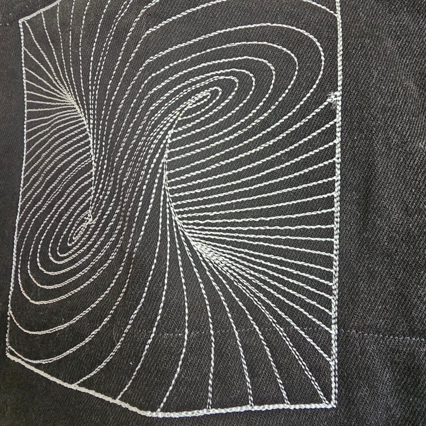 Paradox Vest — Upcycled Denim & Lace Optical Illusion Wearable Art