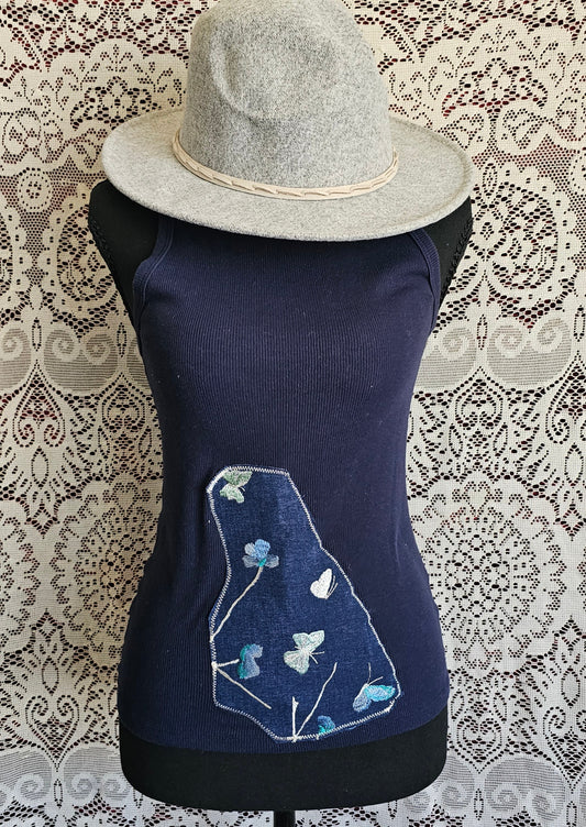 Butterfly Tank — Upcycled Embroidered Lace Tank Top