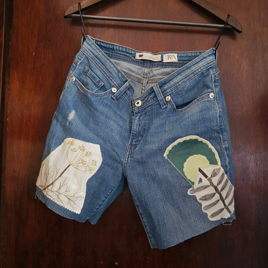 Tactile Floral Jorts — Handmade Sensory Upcycled Denim