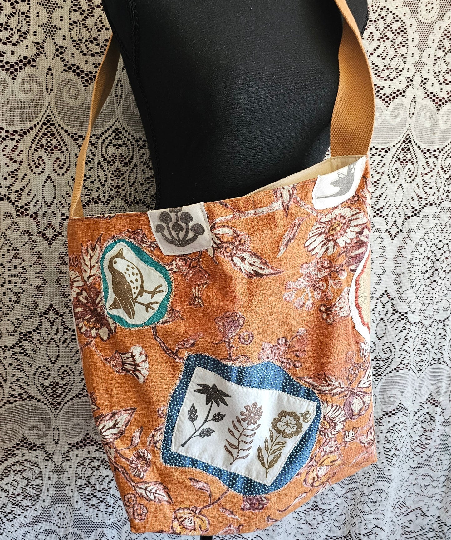 Comfy & Cozy Tote — Handmade Embroidered Animal & Fungi Tote Bag