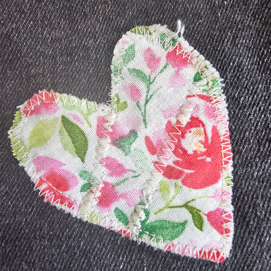 Denim Heart Appliqué Bag — Upcycled Denim Wristlet Belt Bag
