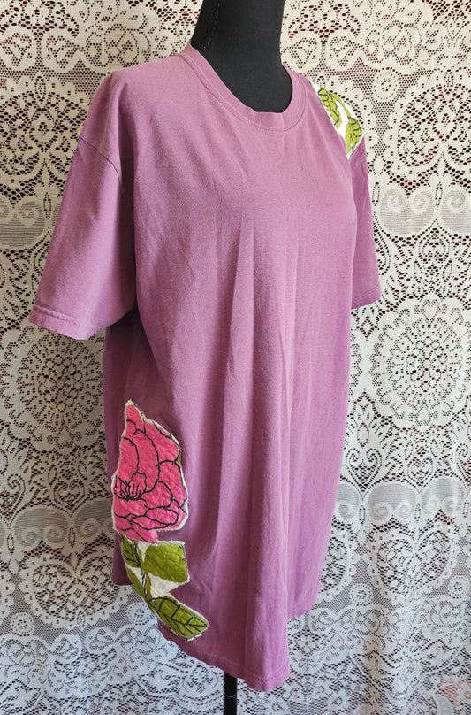 Floral Quilted Tee — Upcycled Comfort Colors Berry
